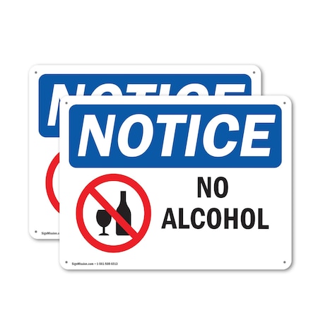 Signmission No Alcohol, 10 in W x Rectangle, Aluminum OS-2PACK-NS-A-710-L-16004